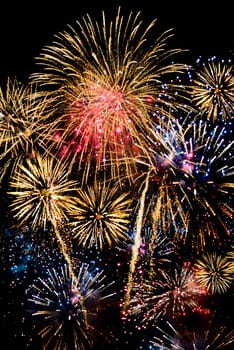 Colorful fireworks at night