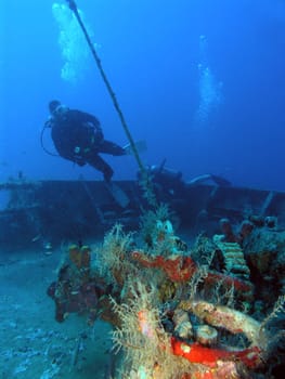 Diver at a wreck