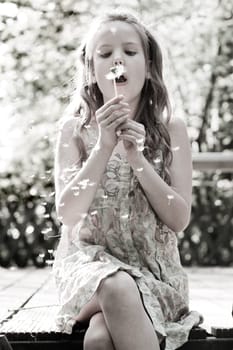 Blowing the flower