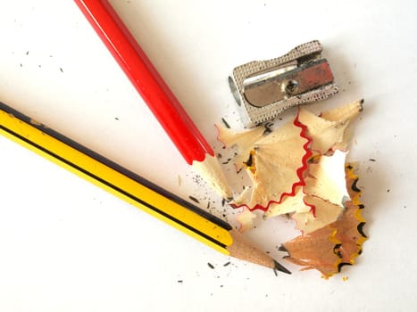Pencils and a sharpener.