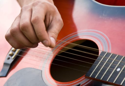 Playing guitar