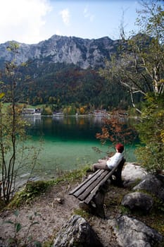 Hiker at the Hintersee