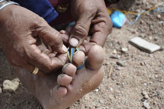 Bedouine Woman Makes Handcraft