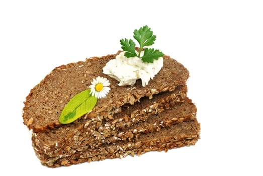 Black bread with cream cheese