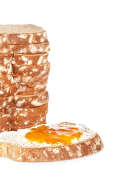 Toast with butter and peach jam