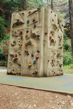 Climbing wall on a park