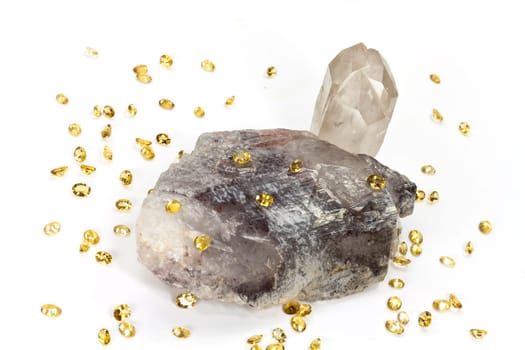 Citrine Minerals with Rock Crystal