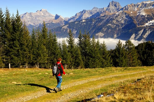 Hiking in the Valais Alps,Switzerland