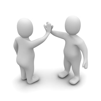 Two characters giving high five