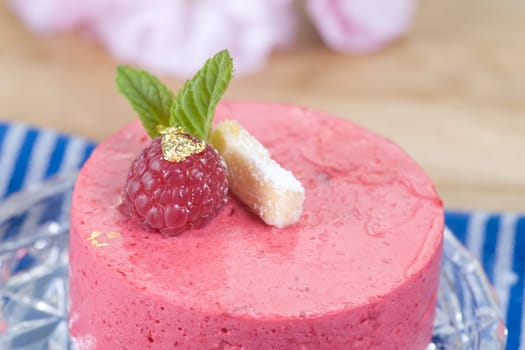 Raspberry with gold leaf