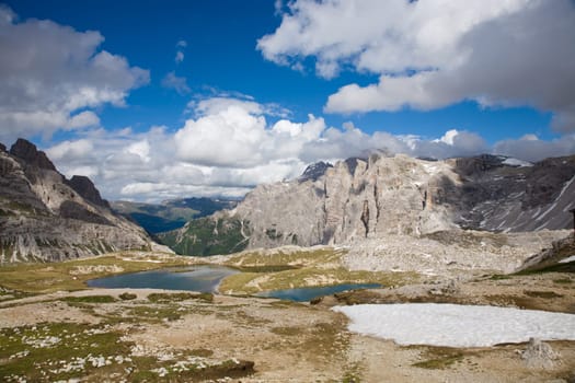 Snow and meltwater in the Dolomites