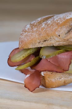 Ham rolls up close