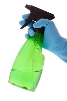 Spray bottle with rubber glove