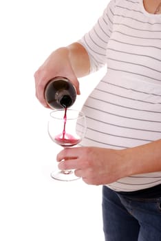 Pregnant woman with wine