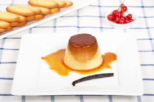 Cream caramel dessert and cookies