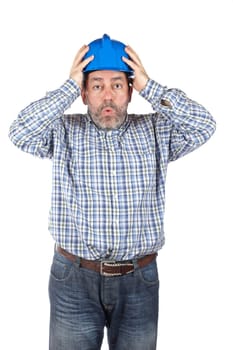 Surprised construction worker