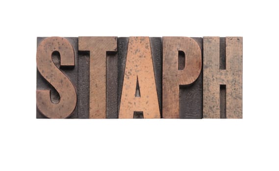 staph in old ink-stained wood type