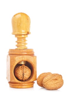 Walnuts and wood nutcracker