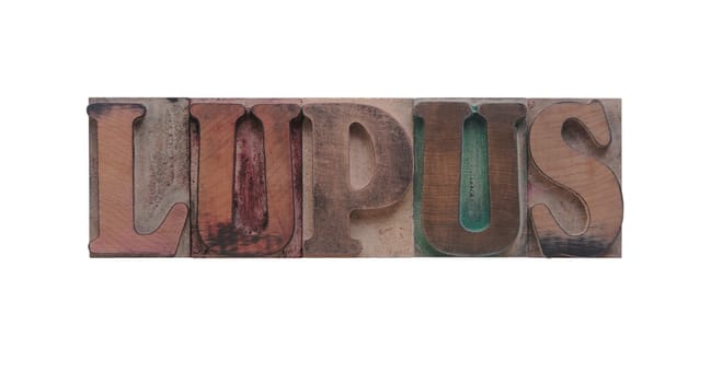 lupus in old ink-stained wood type