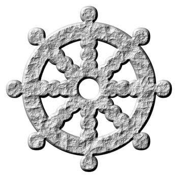 3D Stone Buddhism Symbol Wheel of Dharma