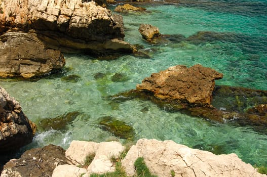 Rocky coast with crystal clear waters,France