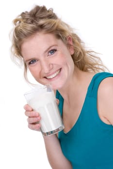 Young woman with glass of milk