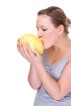 Young woman with melon