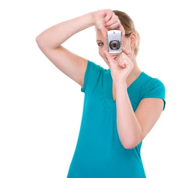 Young woman with camera