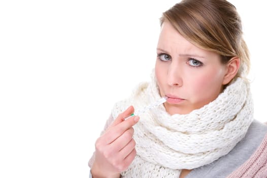 Woman with clinical thermometer