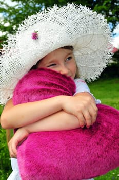Girl with heart straw hat