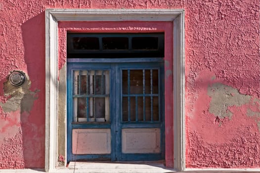 Blue Door and Pink Walls