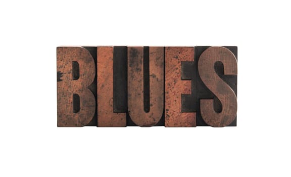 blues in letterpress wood type