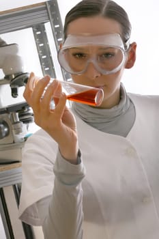 chemist holding flask