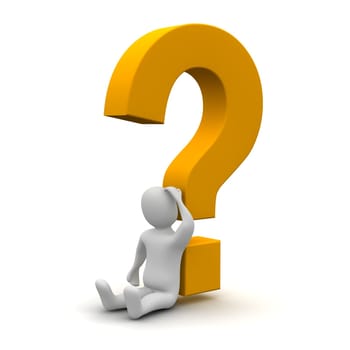 Thinking man and question mark