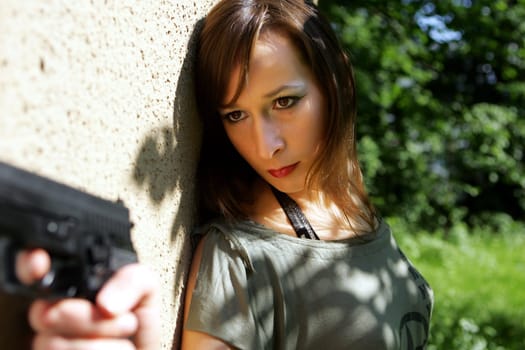 woman with gun