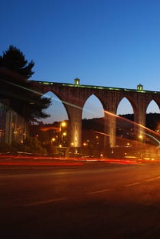 Aqueduct of the Free Waters in Lisbon (car motion)