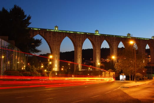 Aqueduct of the Free Waters in Lisbon (car motion)