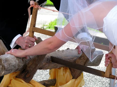 Wedding Log Sawing