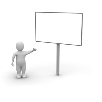 Man and billboard