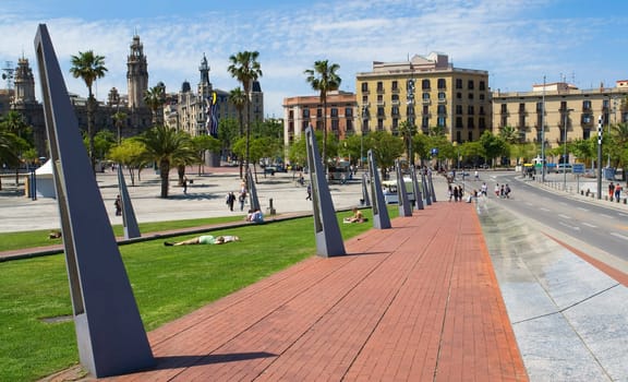 At the Port Vell of Barcelona