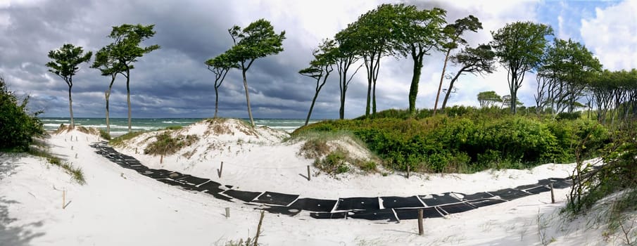 West beach panorama cloudy