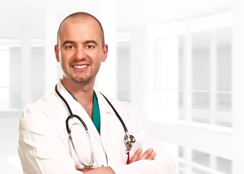 portrait of young doctor inside