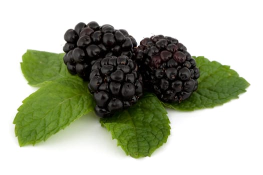 Blackberry on peppermint leaf