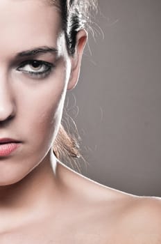 Half Face Portrait Of A Beautiful Woman