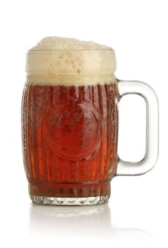 Fresh glass of beer isolated on white