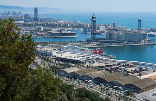 View of Barcelona's harbour district