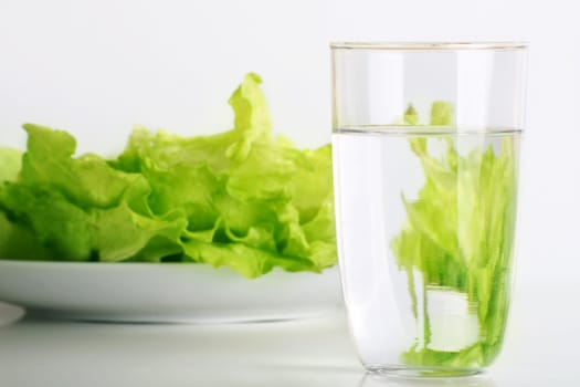 Salad and water