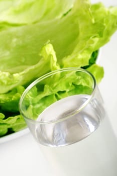 Salad and water