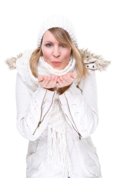 Young woman in winter clothes