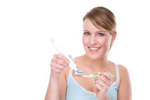Young woman with toothbrush